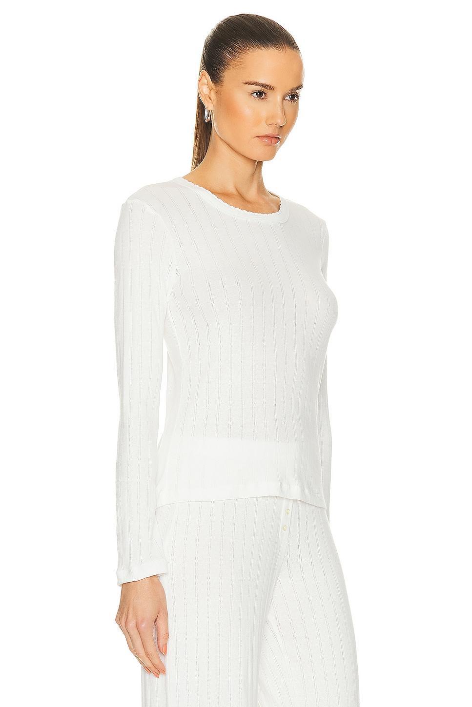 LESET Pointelle Slim Fit Long Sleeve Top Product Image