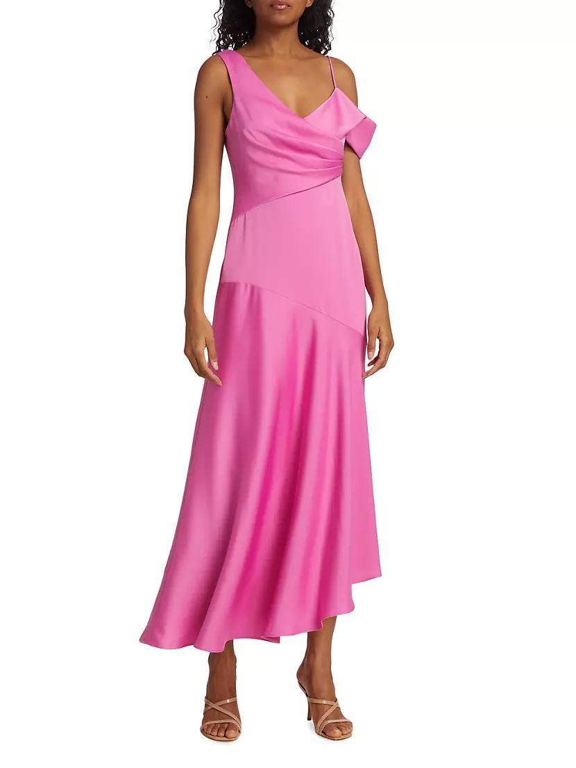 Marin Satin Asymmetric Midi-Dress Product Image