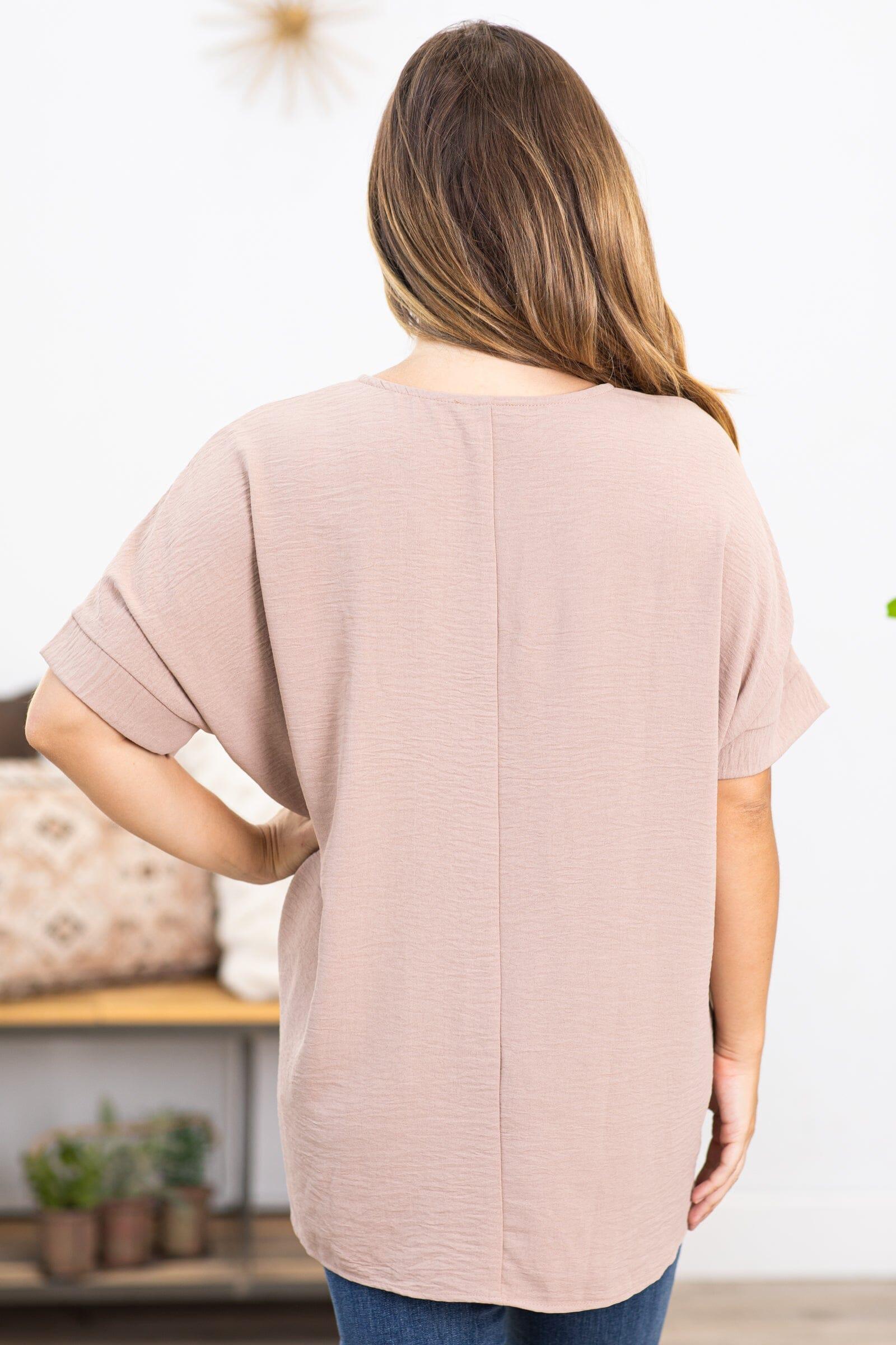 Taupe Airflow V-Neck Top Product Image