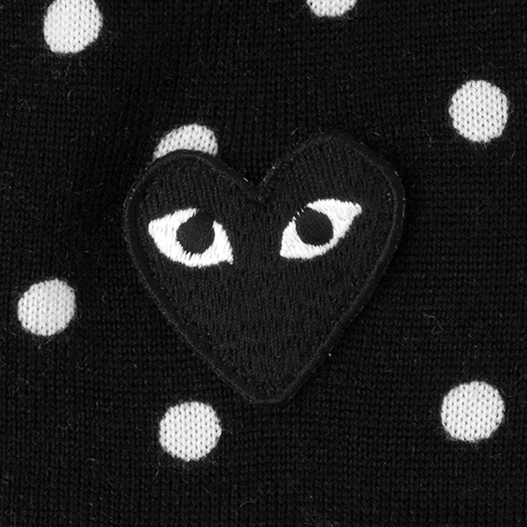 Polka Dot Cardigan Black Heart - Black Male Product Image