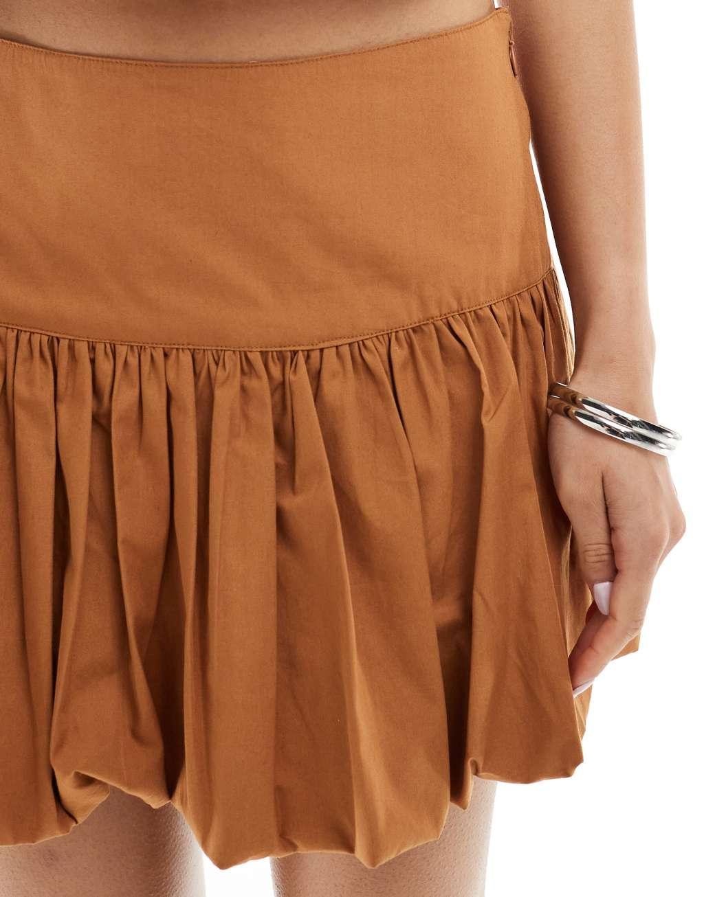 ASOS DESIGN drop waist bubble mini skirt in mustard Product Image