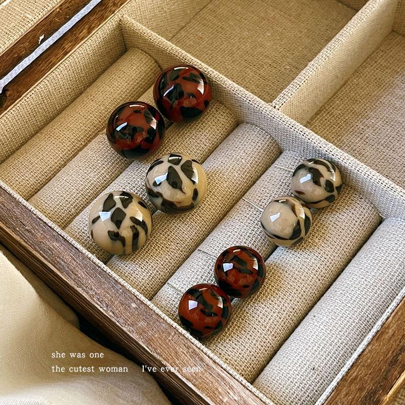 Print Resin Bead Stud Earring (Various Designs) Product Image