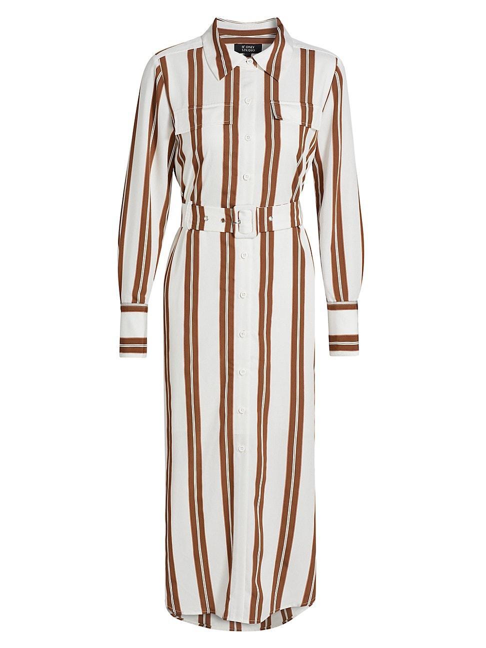 Womens Striped Crepe Maxi Shirtdress Product Image