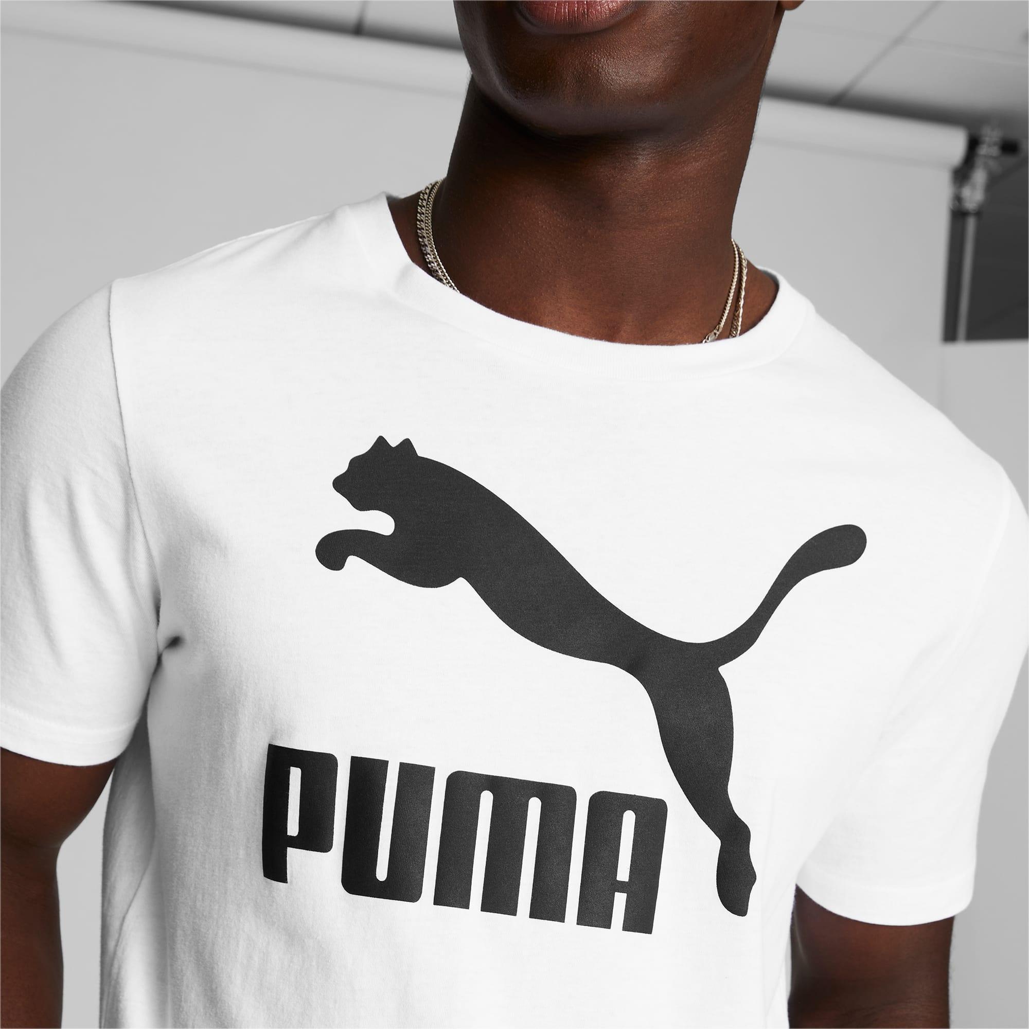 PUMA Classics Logo Men's T-Shirt in White/Black Product Image