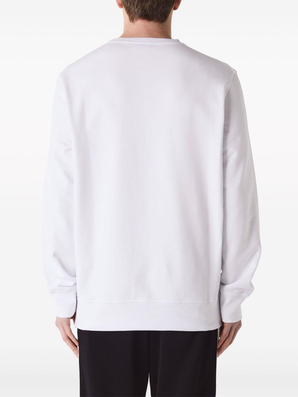 Cotton Ribbed Crew-neck Sweater In White Product Image