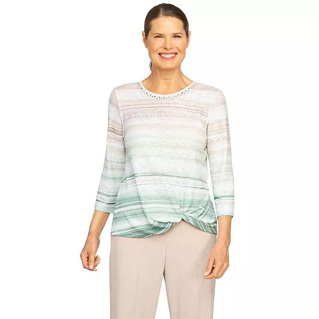 Womens Alfred Dunner Ombre Watercolor Striped Top Product Image