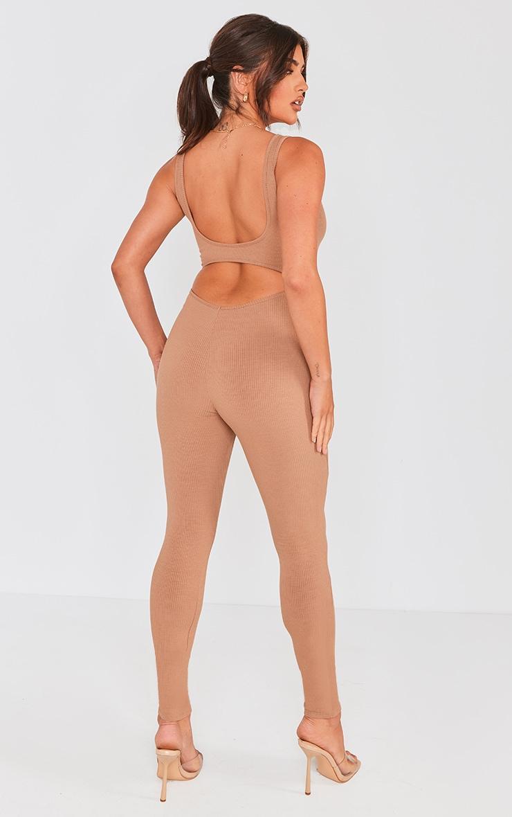 Mocha Rib Sleeveless Catsuit Product Image