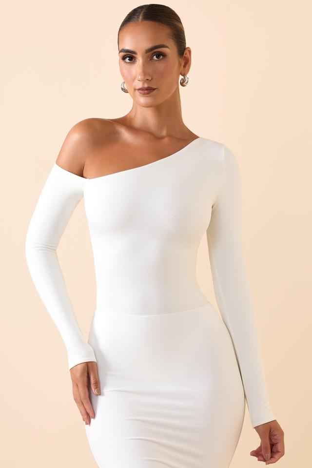 Modal Off-Shoulder Bodysuit in White Product Image