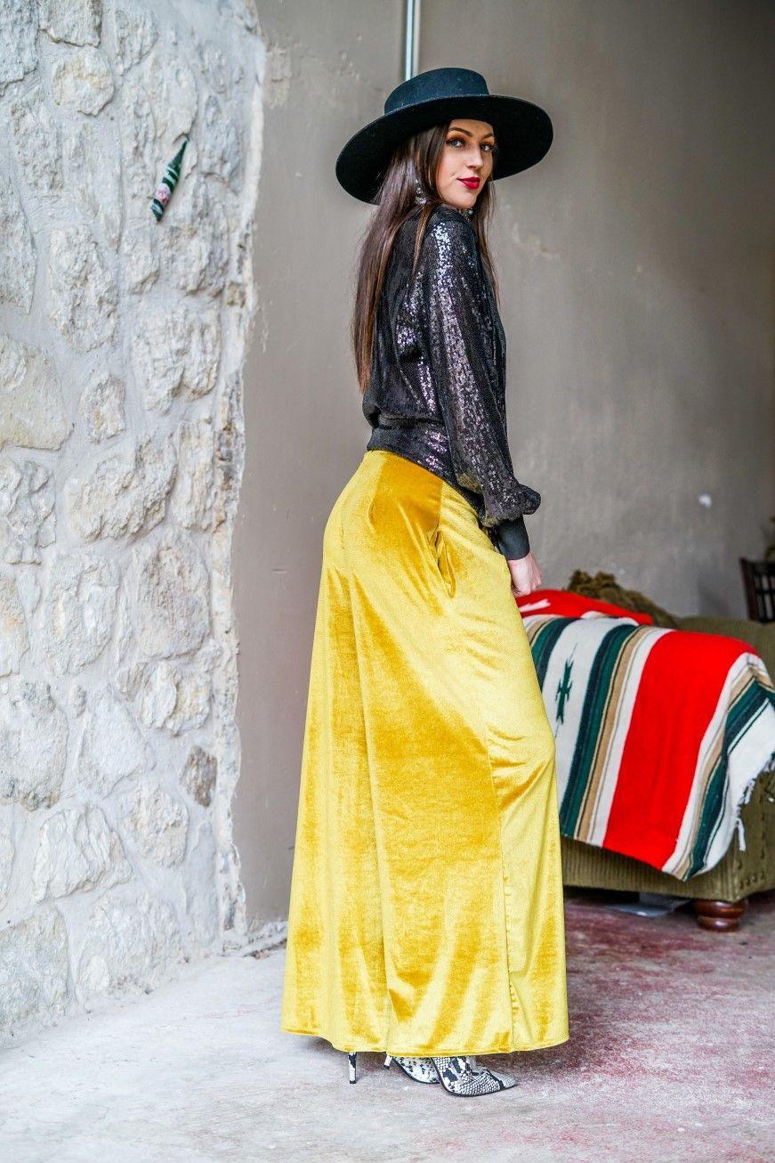 1231   Roxy Gold Velvet Straight Leg Pants Product Image