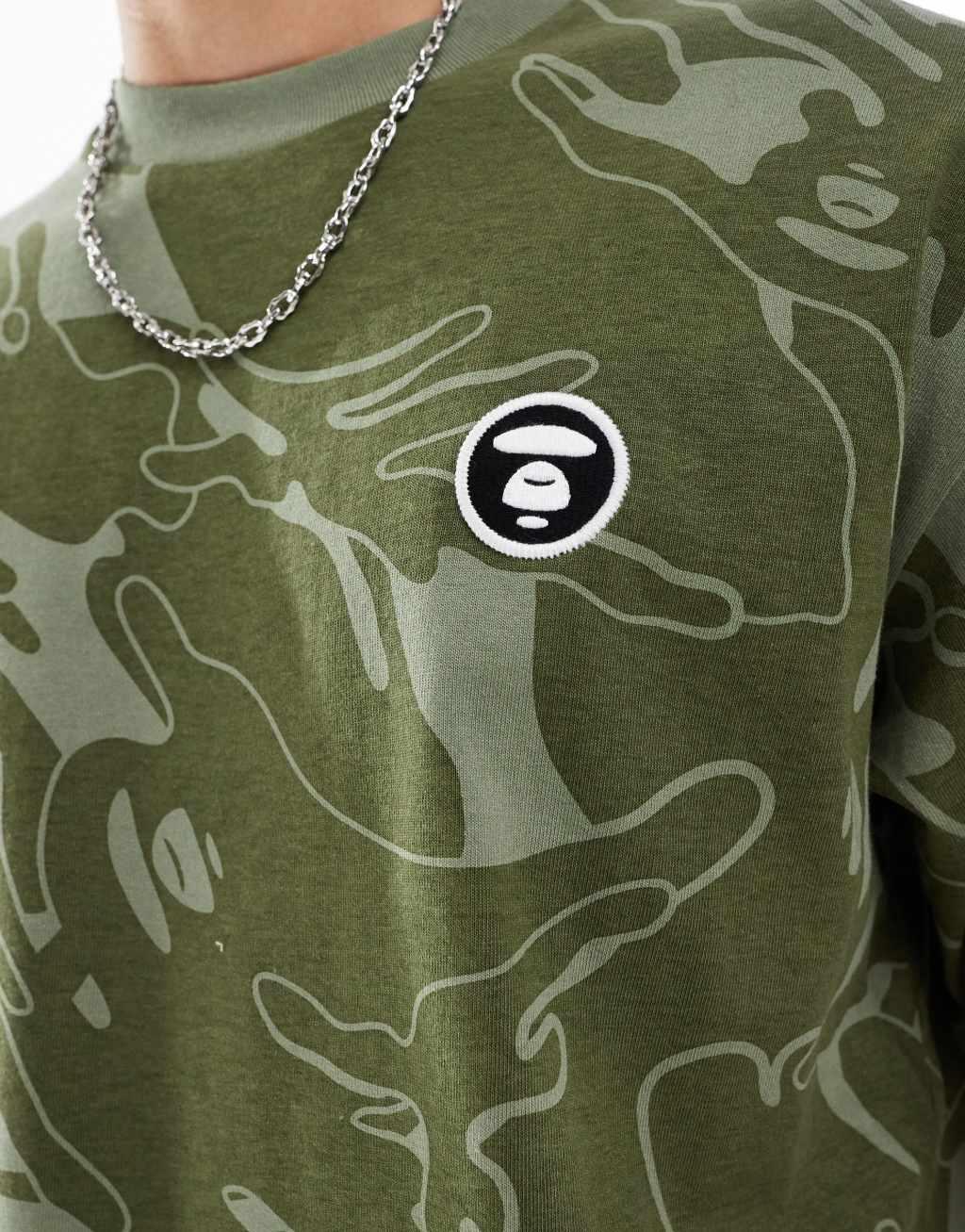 Aape By A Bathing Ape short sleeve T-shirt in green camo Product Image