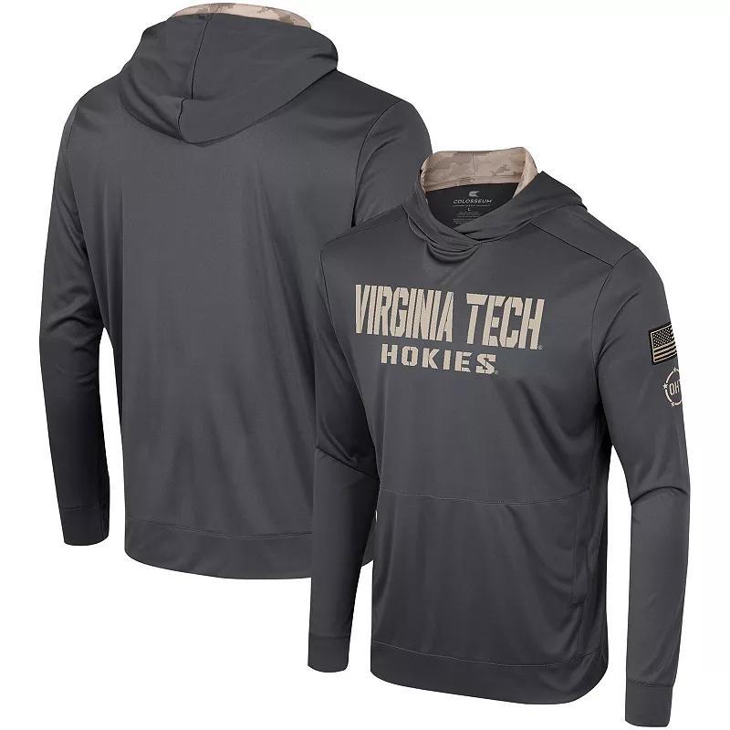 Mens Colosseum Charcoal Virginia Tech Hokies OHT Military Appreciation Long Sleeve Hoodie T-Shirt Product Image