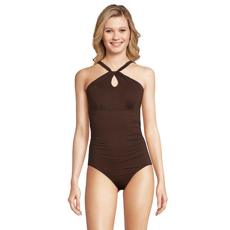 Lands End Womens High Neck to One Shoulder Multi Way One Piece Swimsuit Product Image