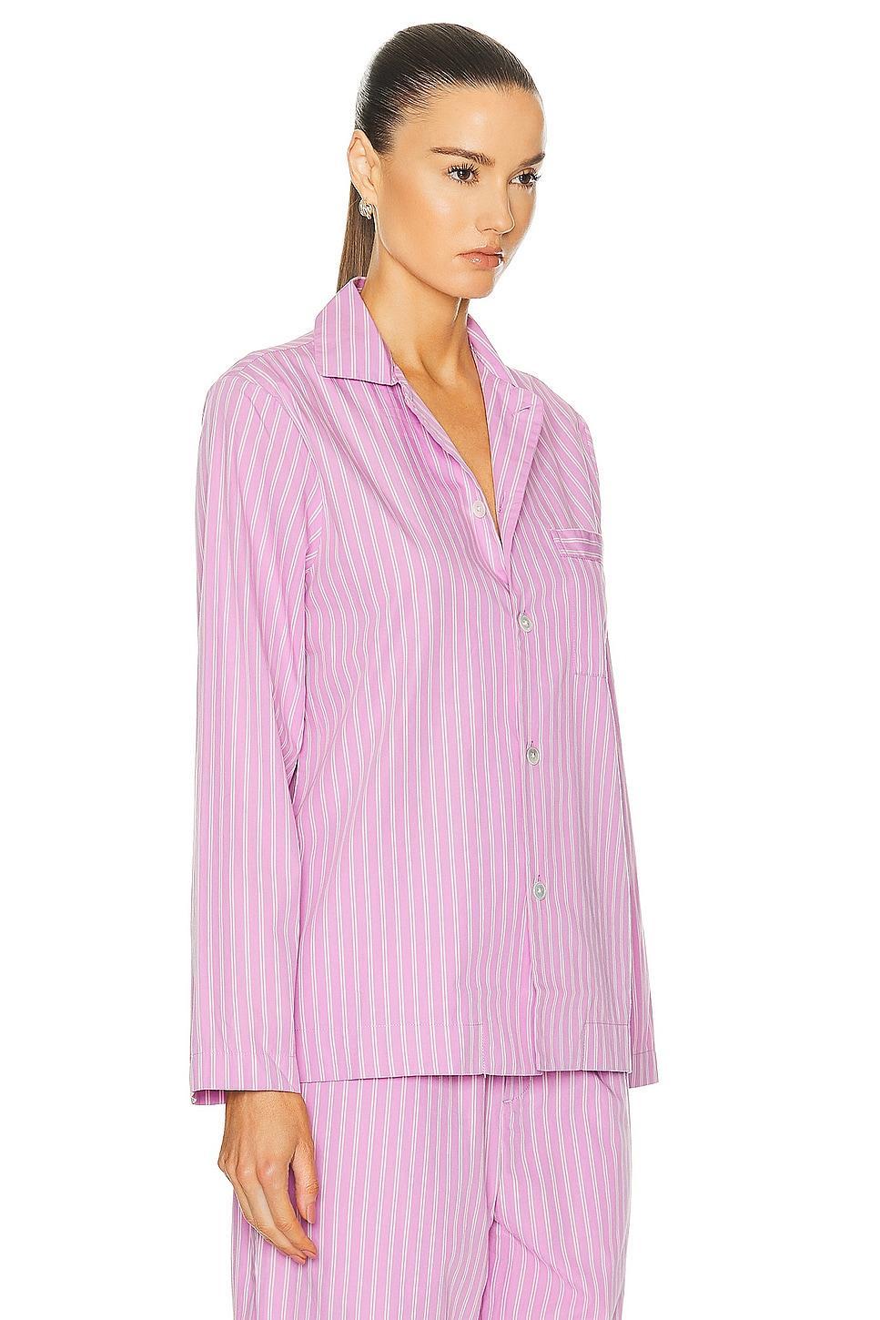 Tekla Long Sleeve Stripe Shirt in Pink Product Image