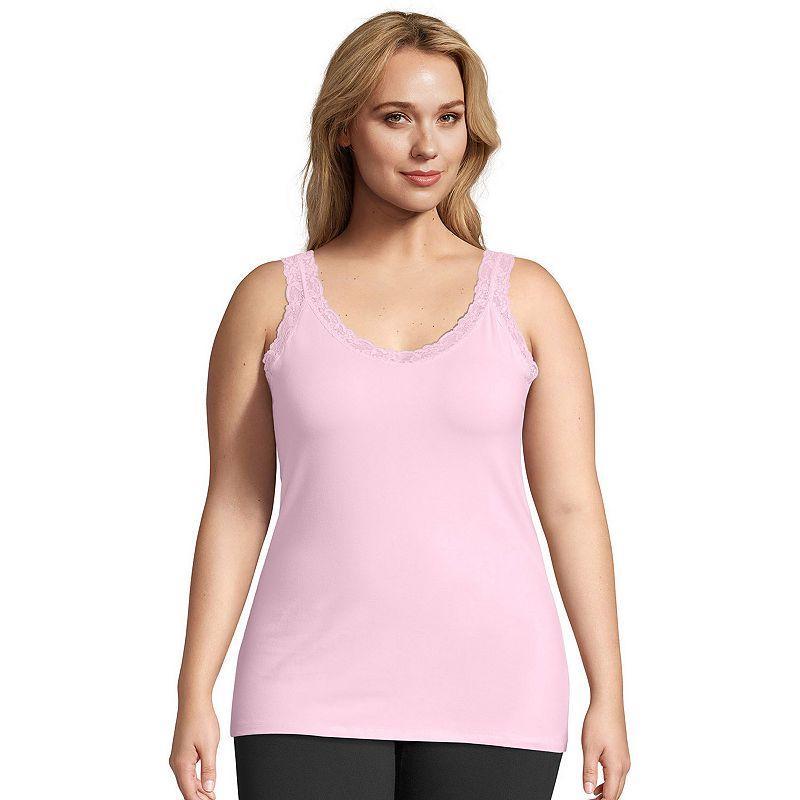 Plus Size Just My Size Jersey Lace Trim Tank Top, Womens Product Image