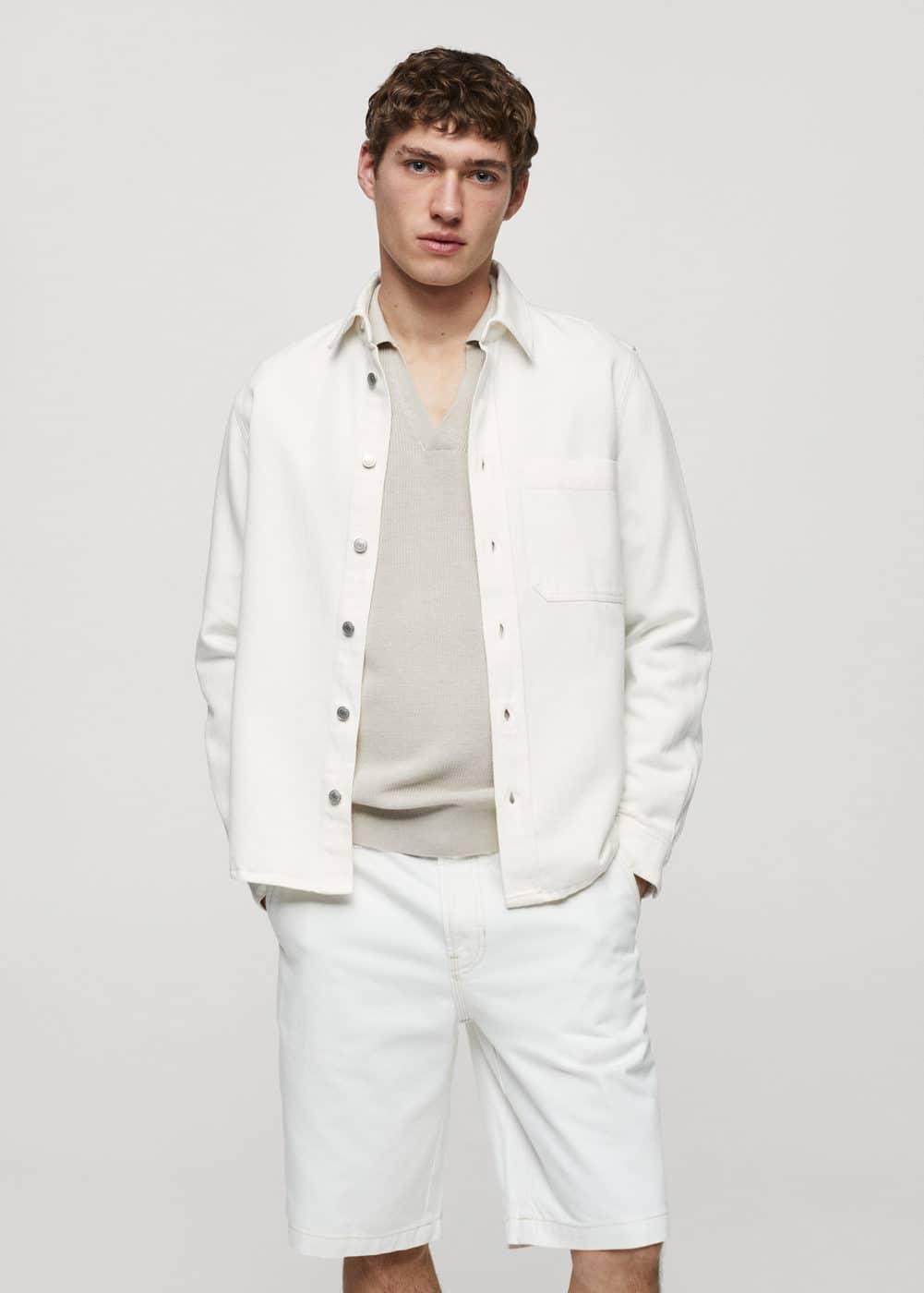 MANGO MAN - Regular-fit overshirt with pocket off whiteMen Product Image