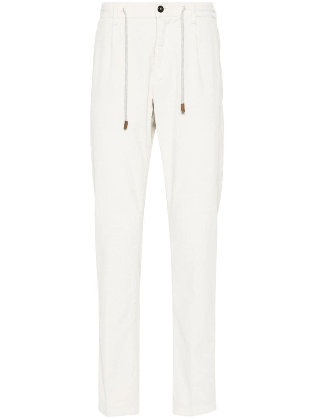 Twill Tapered-leg Trousers In Neutrals Product Image