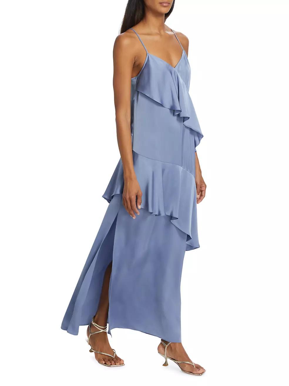 Elsie Satin Tiered Maxi Dress Product Image