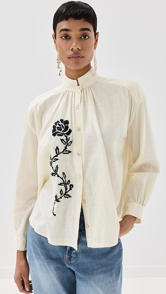 Alix of Bohemia Kiki Noir Rose Embroidered Shirt | Shopbop Product Image