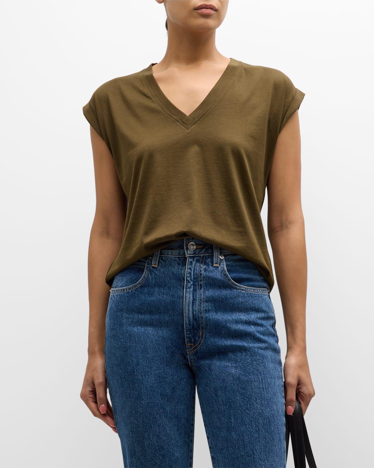 Womens Cotton V-Neck T-Shirt Product Image