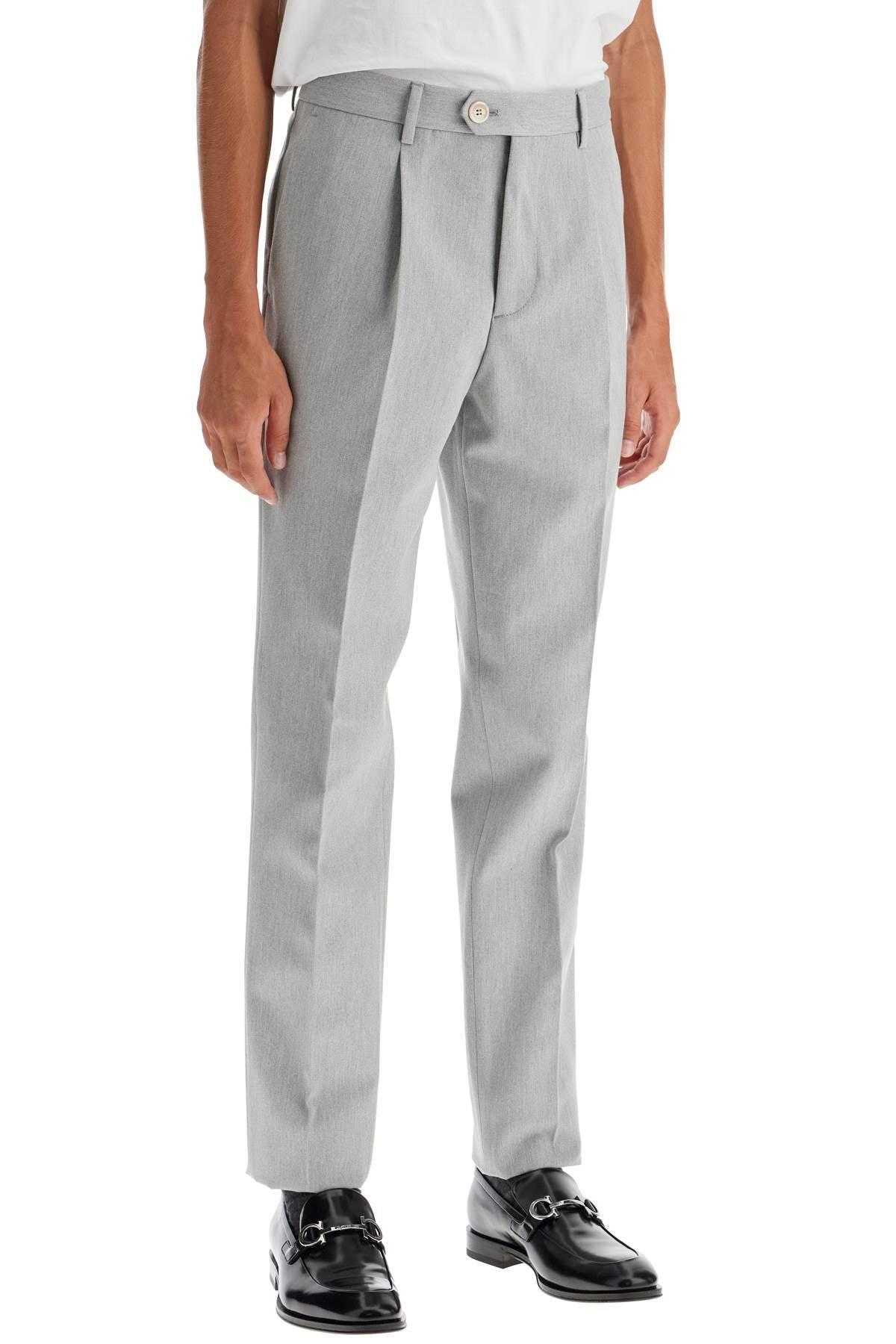 BRUNELLO CUCINELLI Grey Wool Pants In Pearl Product Image