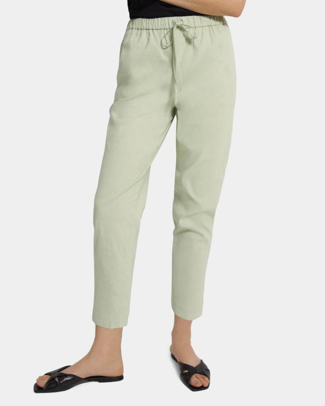 Slim Cropped Jogger in Stretch Linen Product Image