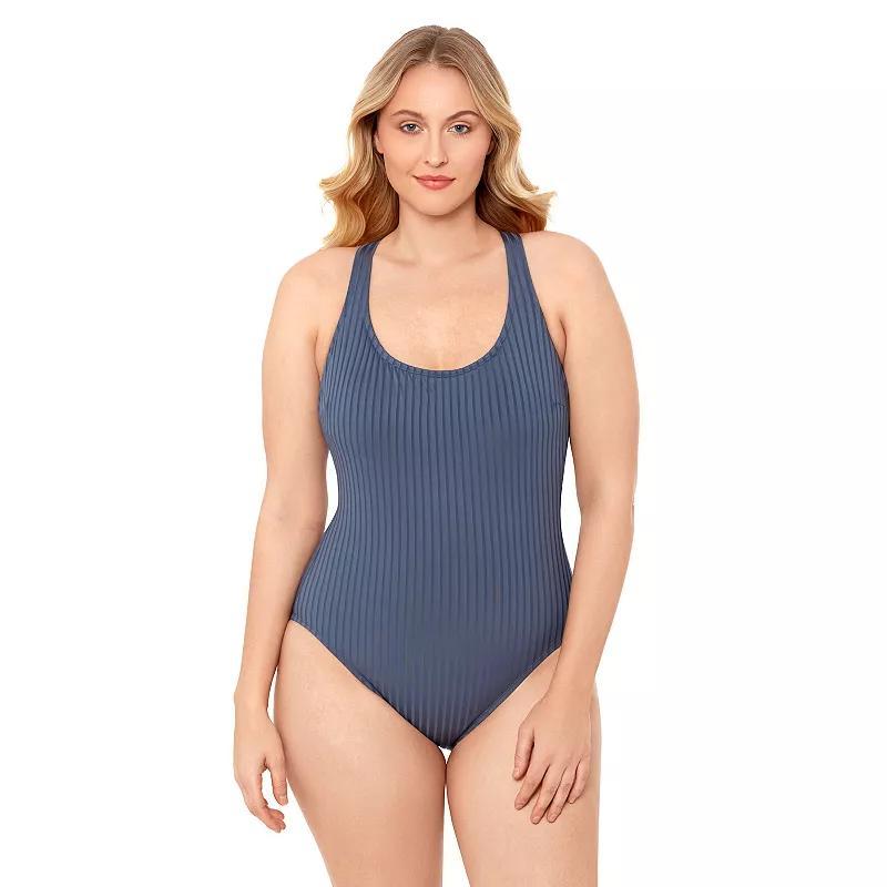 Womens S3 Swim Sculpting Ribbed Scoopneck Crossback One Piece Swimsuit, Womens Product Image