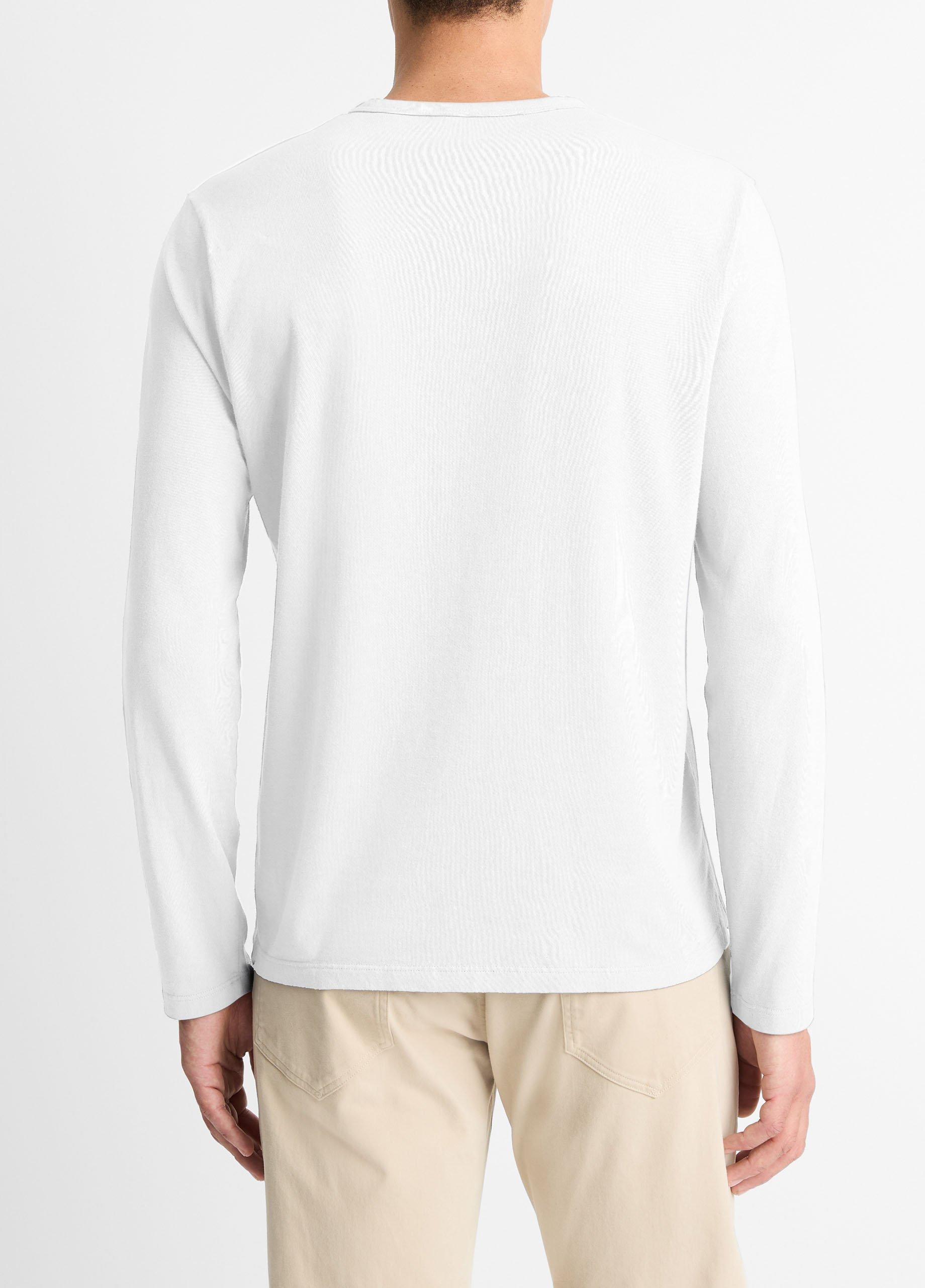 Mens Garment Dye Cotton Long-Sleeve Henley, Optic White, Size XS Vince Product Image