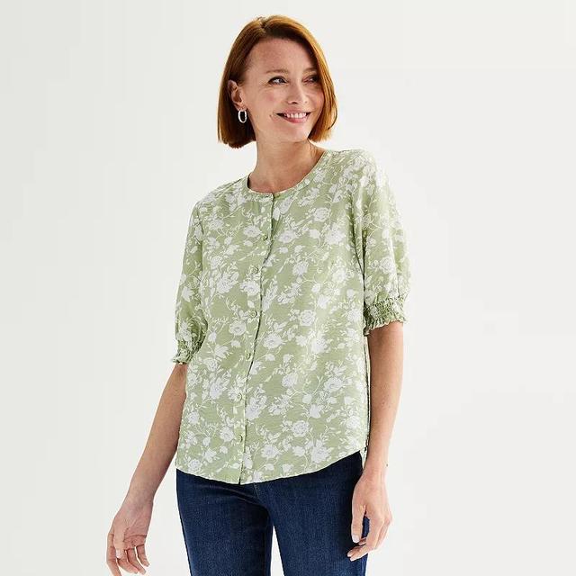 Womens Croft & Barrow Woven Split Neck Shirt Product Image