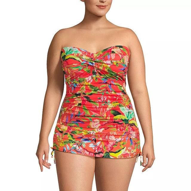 Plus Size Lands End Chlorine Resistant Bandeau Tankini Swimsuit Top, Womens Product Image