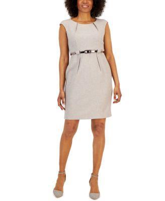 Petite Sleeveless Belted Sheath Dress Product Image