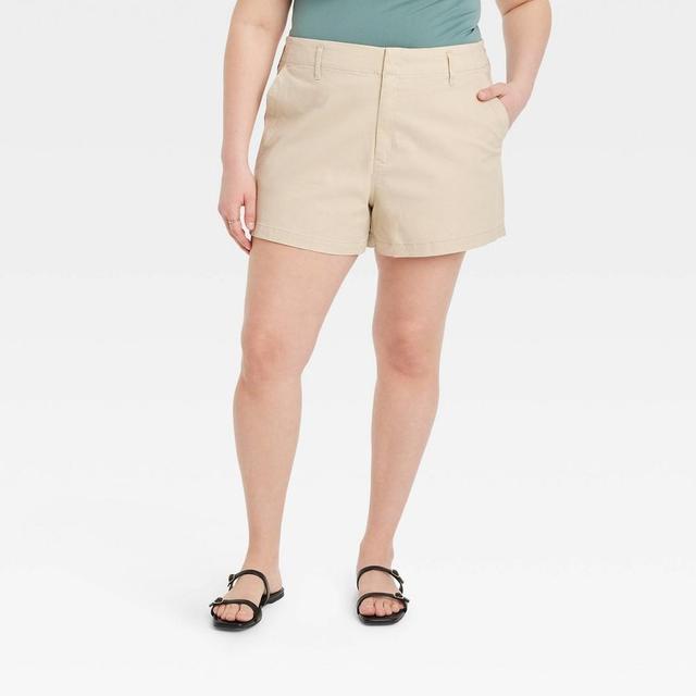 Womens High-Rise Everyday Chino Shorts - A New Day Tan 20 Product Image