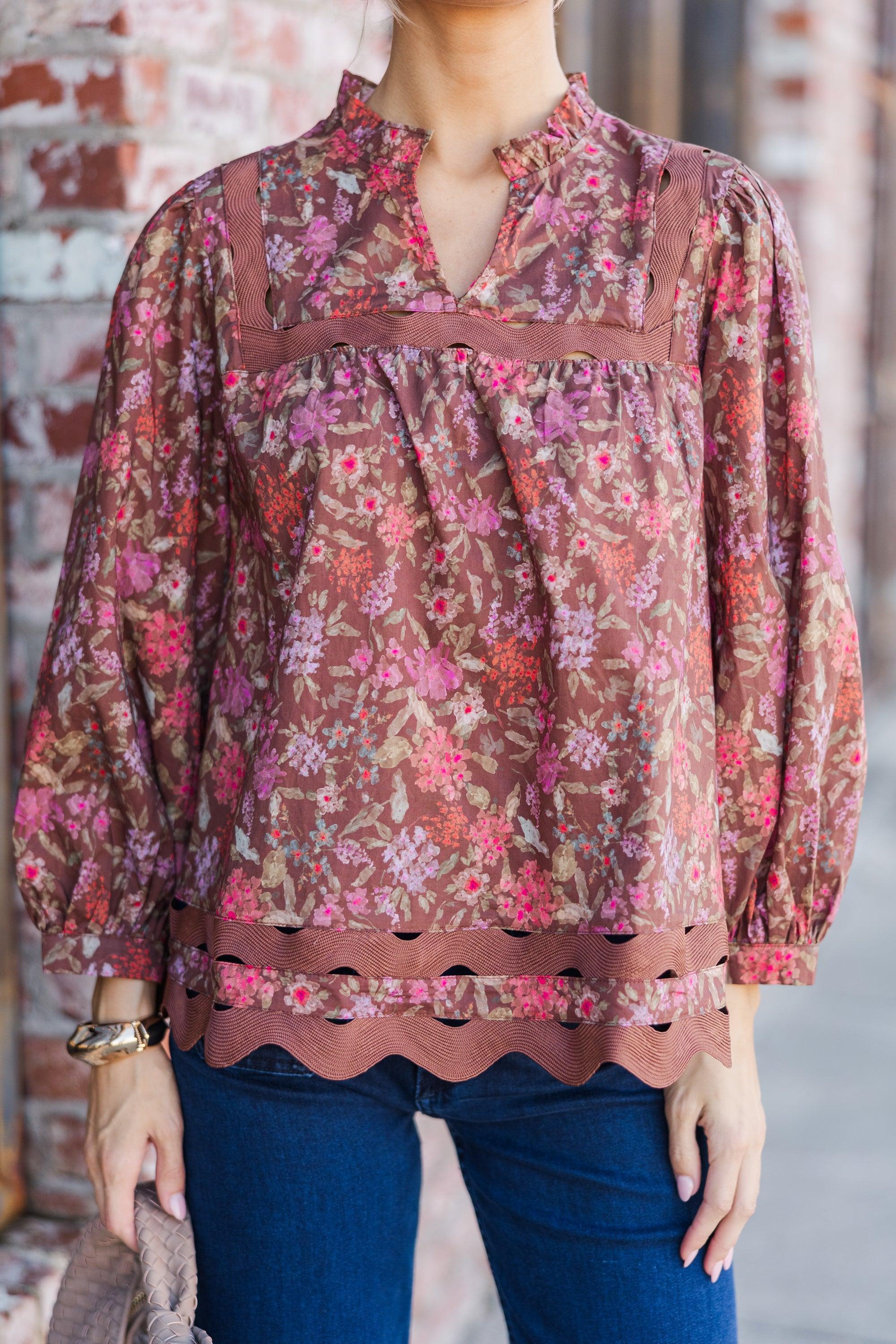 In This Case Brown Floral Blouse Female Product Image