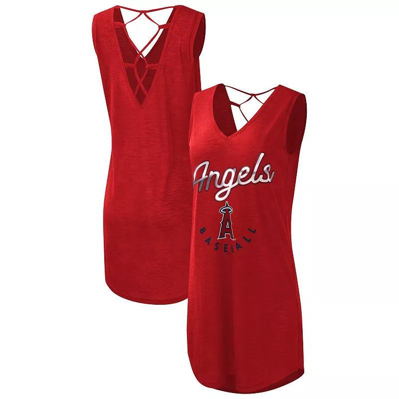 Womens G-III 4Her by Carl Banks Los Angeles Angels Game Time Slub Beach V-Neck Cover-Up Dress Product Image