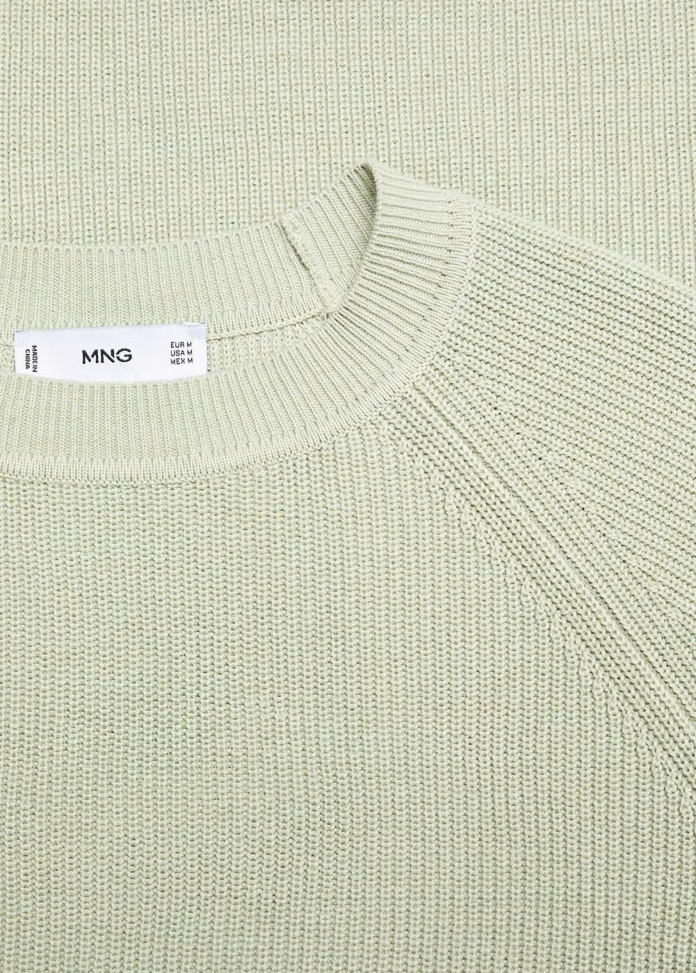 MANGO MAN - Ribbed round-neck sweater pastel greenMen Product Image