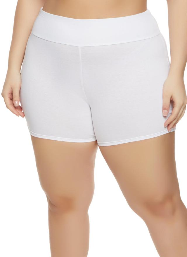 Womens Plus Size Wide Waistband Biker Shorts Product Image