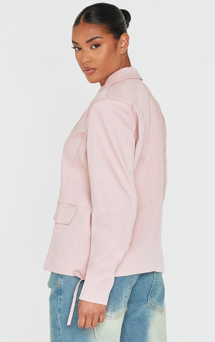 Pastel Pink Lace Up Sleeve Blazer Product Image