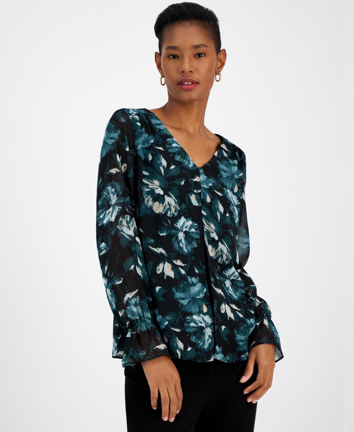 Kasper Womens Floral-Print Layered Blouse product image