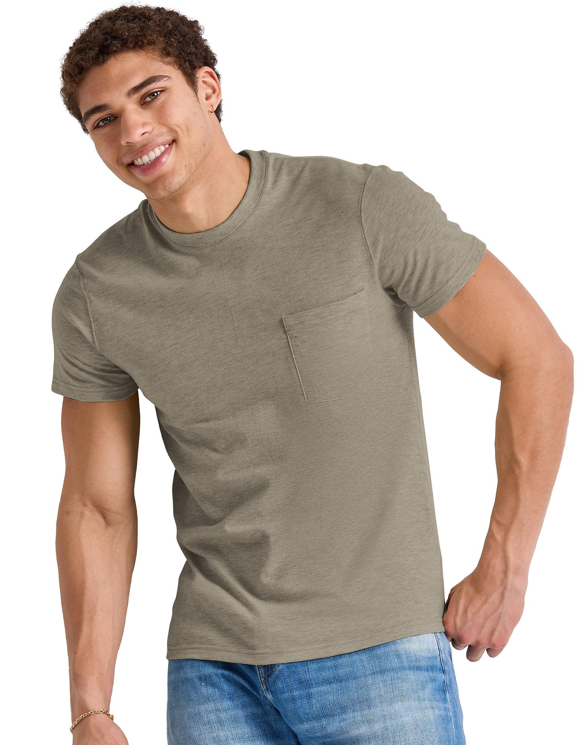 Hanes Originals Mens Tri-Blend Pocket T-Shirt Sandalwood Red Heather S Product Image