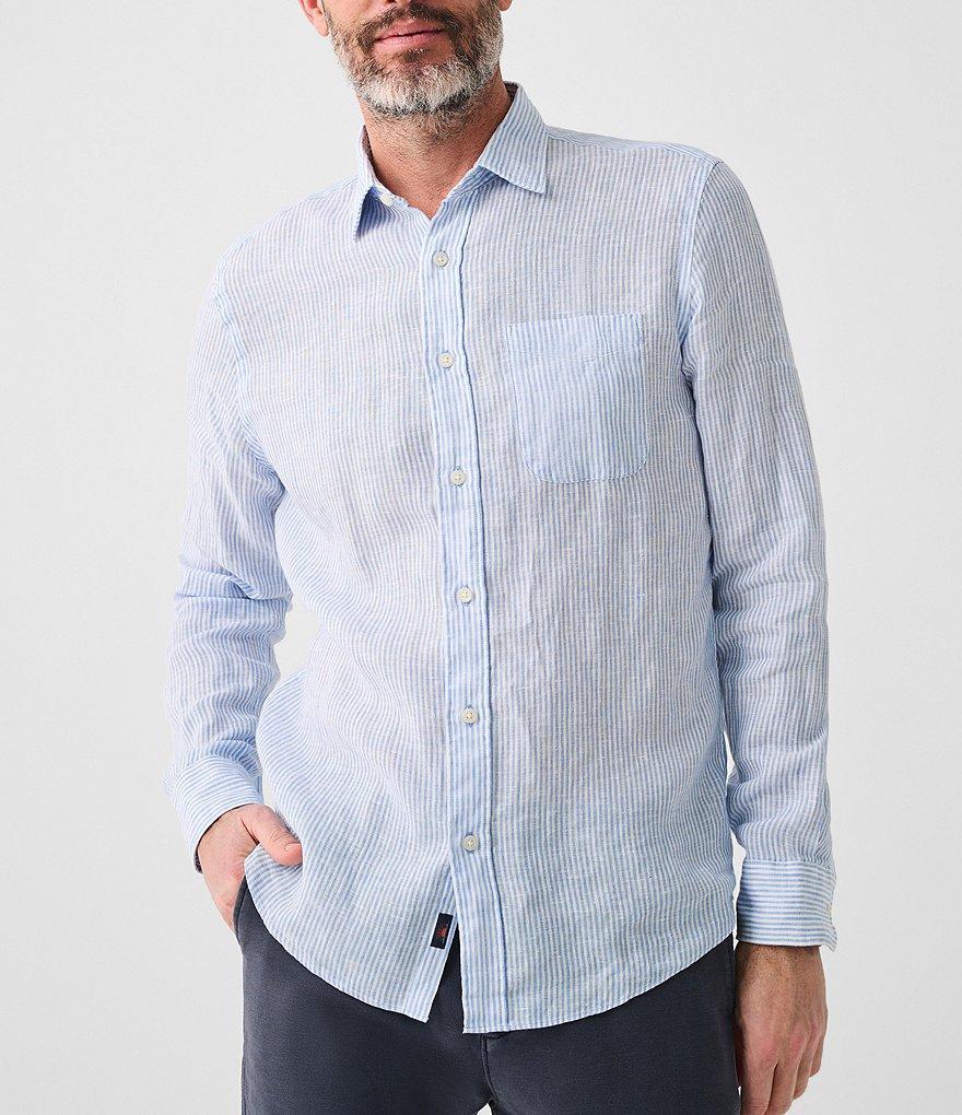 Faherty Linen Laguna Stripe Long Sleeve Woven Shirt Product Image