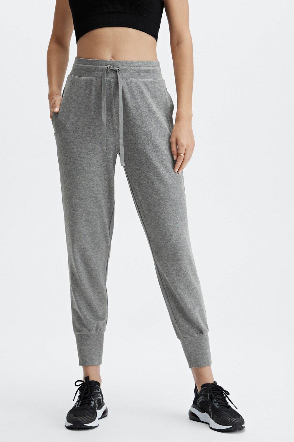 Fabletics Luxe Terry Jogger Womens Charcoal Heather plus Size 4X Product Image