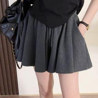 Balletcore High Waist Plain Wide-Leg Mini Shorts Product Image