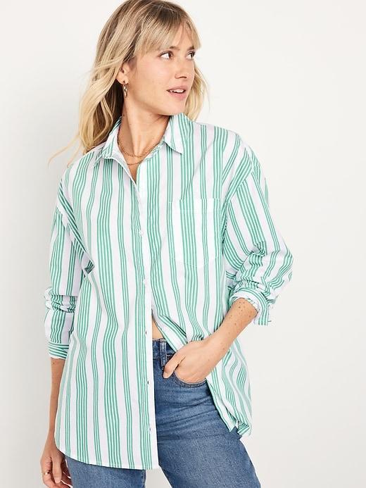 Oversized Button-Down Boyfriend Shirt Product Image