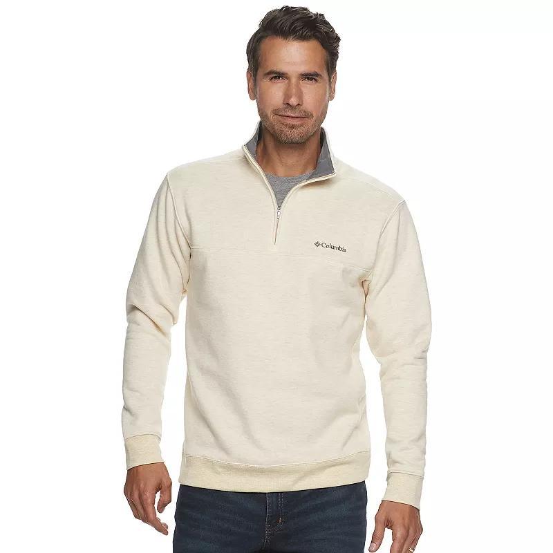 Mens Columbia Hart Mountain II Quarter-Zip Pullover Oatmeal Grey Product Image