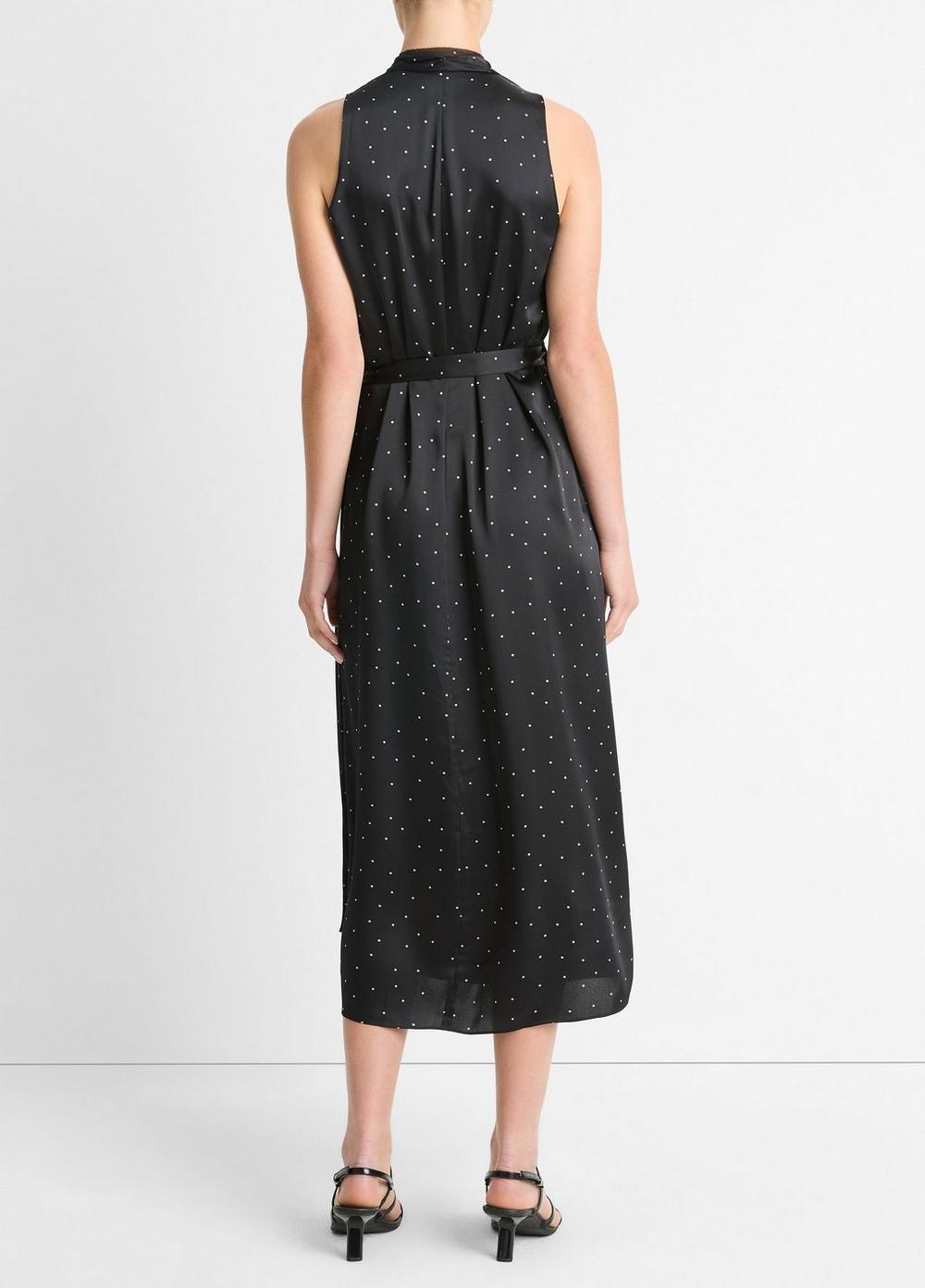 Dot-Print Paneled-Chiffon Wrap Dress Product Image