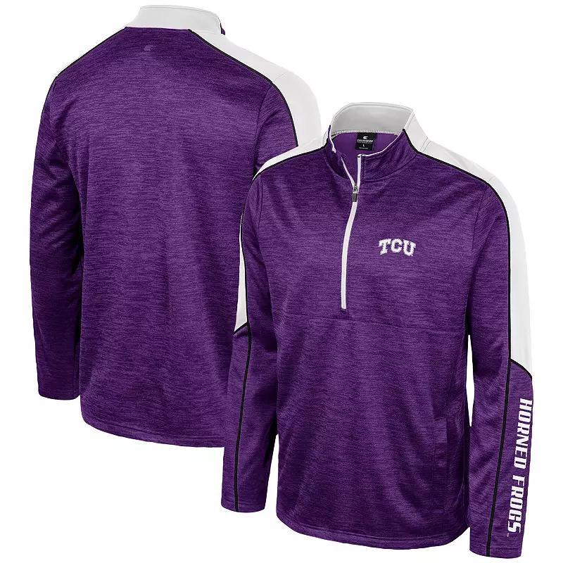 Mens Colosseum Purple Tcu Horned Frogs Marled Half-Zip Jacket Product Image