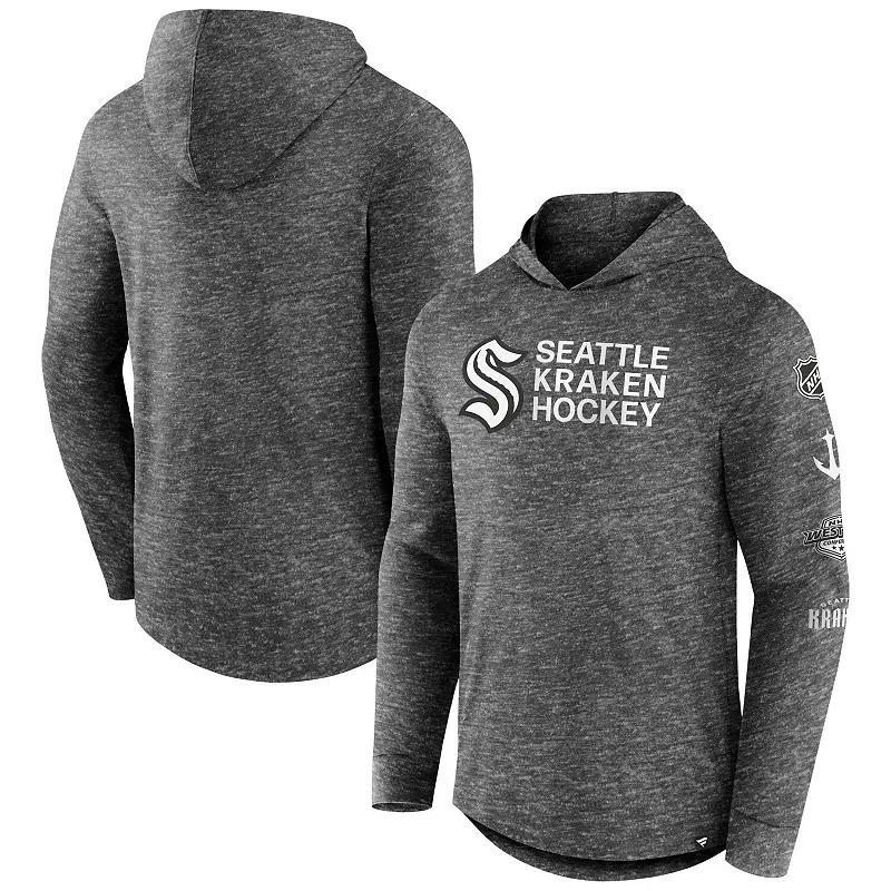 Mens Fanatics Branded Heather Charcoal Seattle Kraken Stacked Long Sleeve Hoodie T-Shirt Product Image