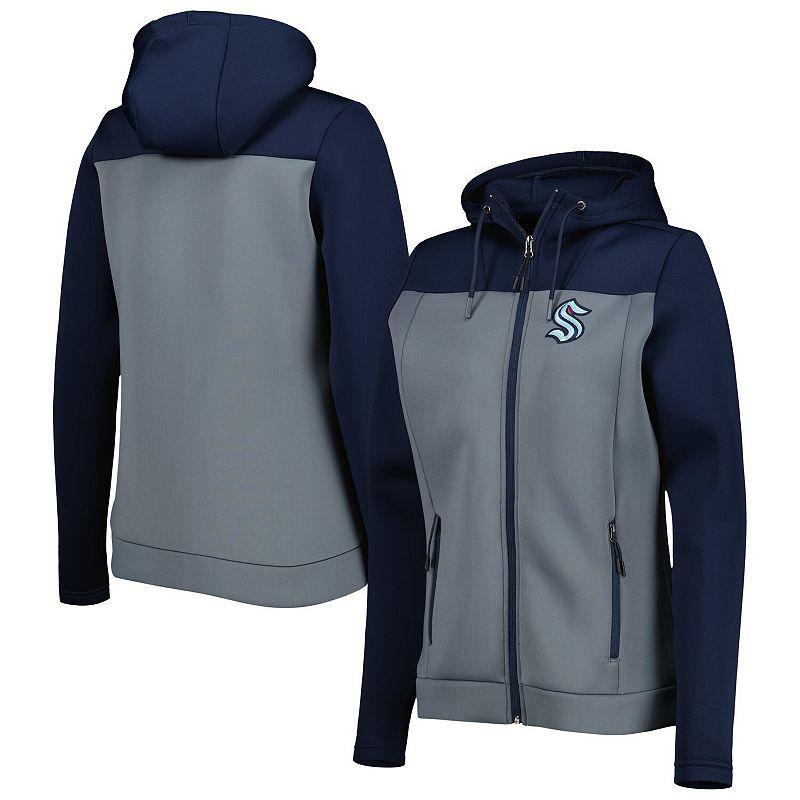 Womens Antigua Deep Sea Blue, Gray Seattle Kraken Protect Full-Zip Jacket Product Image