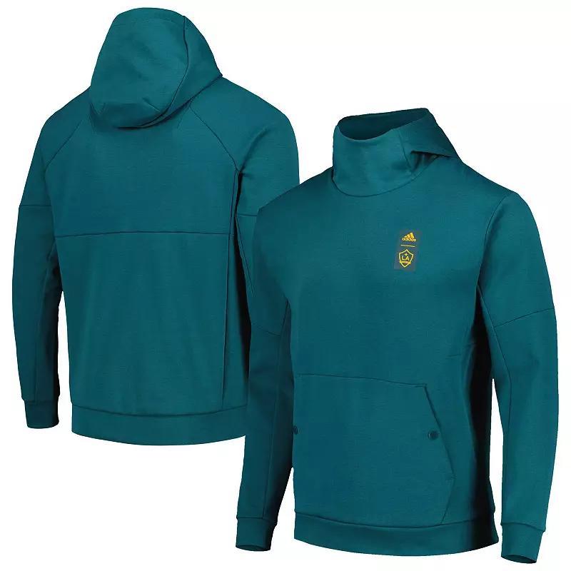 Mens adidas Teal La Galaxy 2023 Player Travel Pullover Hoodie Product Image