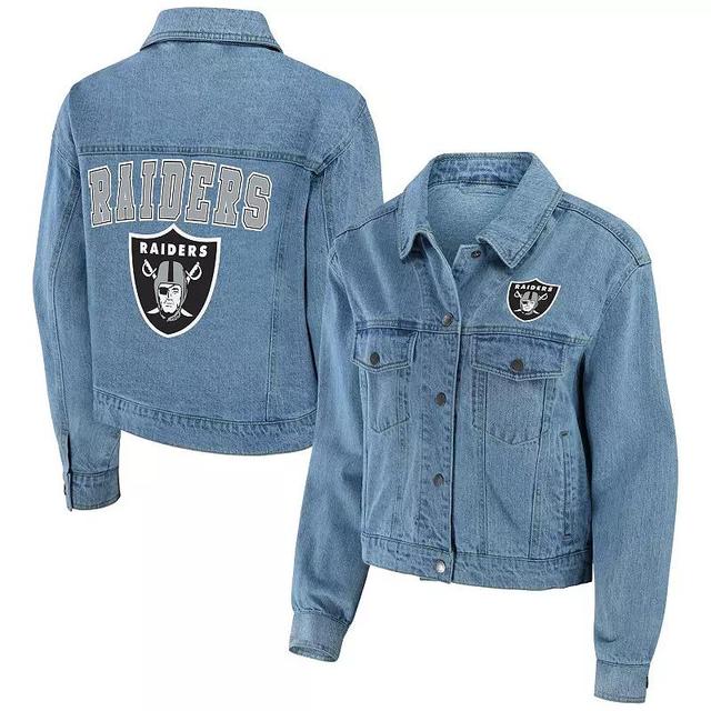 Womens WEAR by Erin Andrews Las Vegas Raiders Full-Snap Denim Jacket Product Image