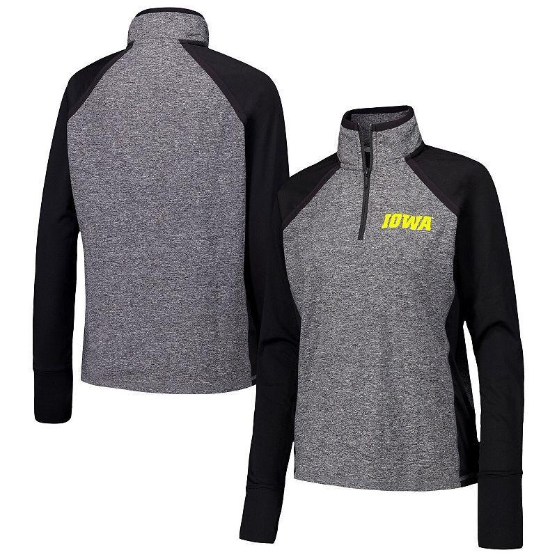 Womens /Heather Gray Iowa Hawkeyes Finalist Raglan Quarter-Zip Jacket Product Image